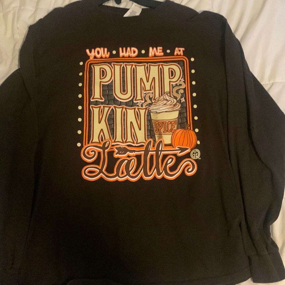 GILDAN long sleeve pumpkin spice lattte long sleeve